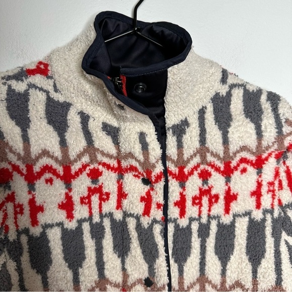 Anthropologie Sleeping on Snow Intarsia Sherpa Fair Isle Jacket Womens XS - Picture 9 of 9